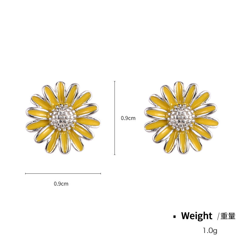 NSE00272925純銀小雛菊雙色電鍍耳環女日韓簡約氣質百搭長款流蘇耳飾kj202105