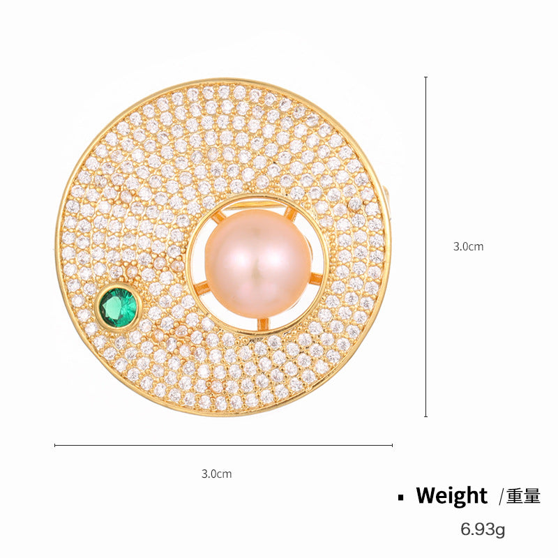 NCC00152個性設計銅鍍真金鑲淡水珍珠胸花女式 韓版西服配飾花朵胸針KJ20210812