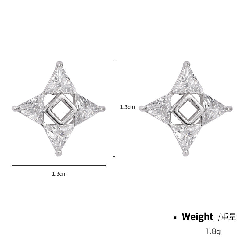 NSE00141韓版簡約s925純銀鑲鋯氣質耳釘女式 幾何不規則星星復古耳飾kj202105