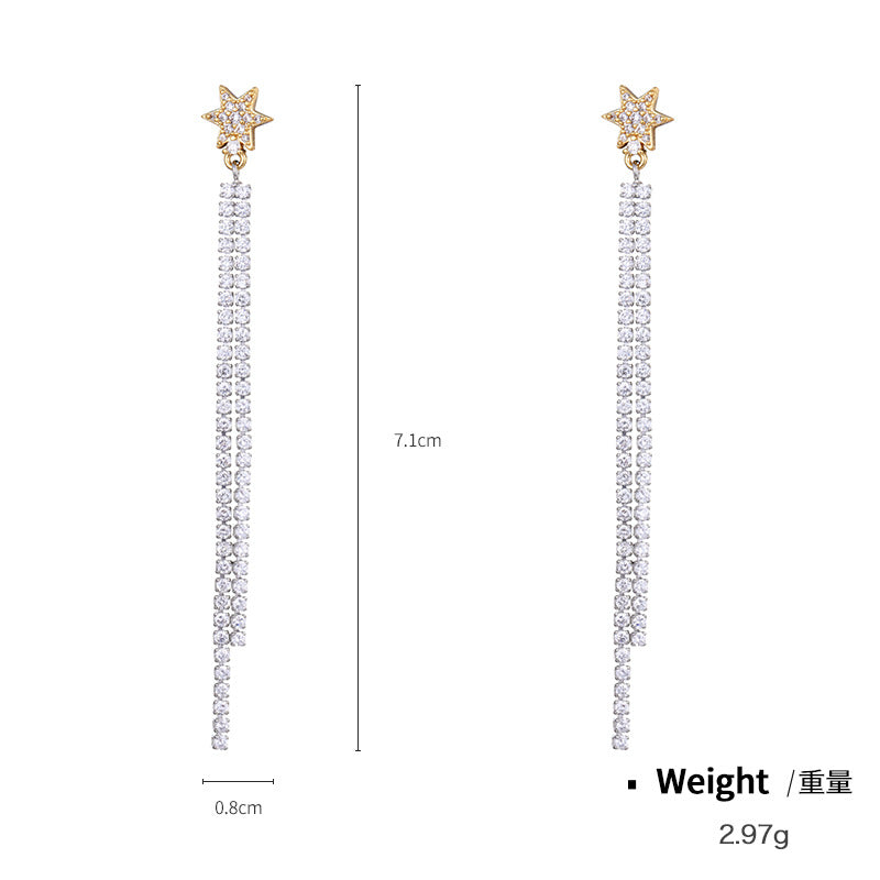 NCE00831真金鑲嵌鋯石長款流蘇耳環女 韓版簡約氣質珍珠輕奢銀針耳飾KJ20210812