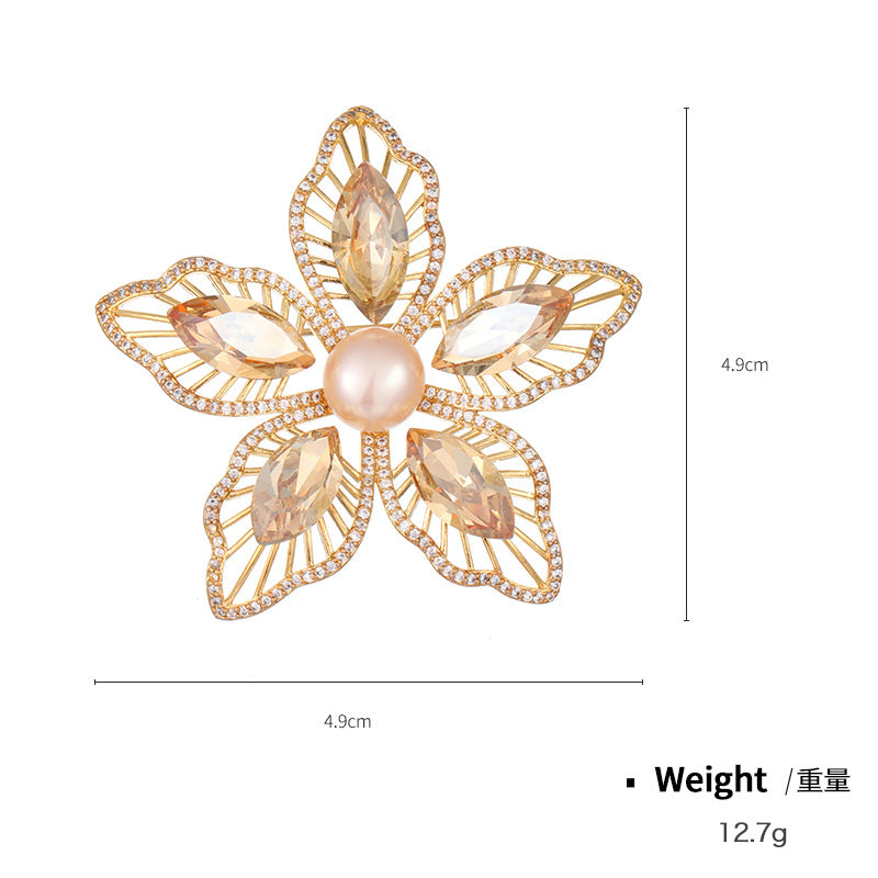 NCC00140銅鍍真金鑲鋯3A鋯石個性設計胸花女式 秋季西服搭配輕奢胸針KJ20210812