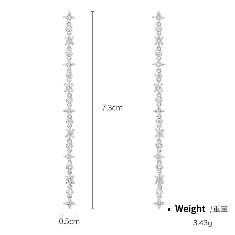 NCE01052S925銀針銅鍍真白金鑲鋯月亮星星耳釘女日韓百搭高端AB款耳鏈kj202104