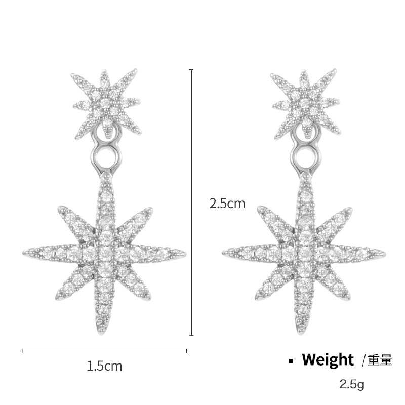 NCE01061六芒星耳釘女銀針2021年新款日韓鑲鋯520情人節禮物米字耳墜kj202104