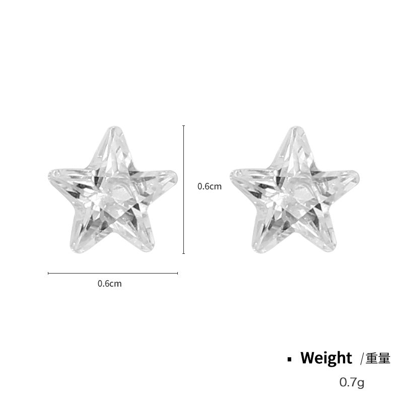 NSE00141韓版簡約s925純銀鑲鋯氣質耳釘女式 幾何不規則星星復古耳飾kj202105